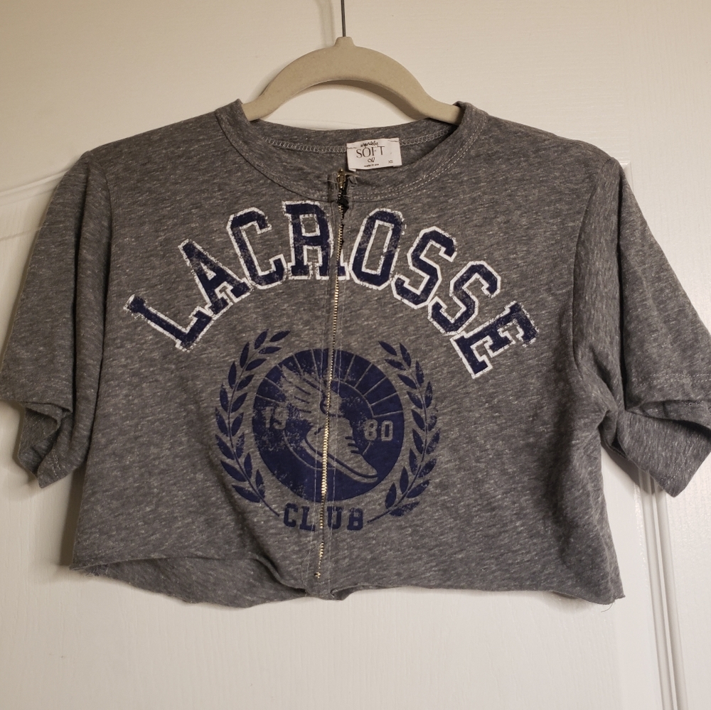 Unique JLUX Label "Lacrosse" zipper crop top XS